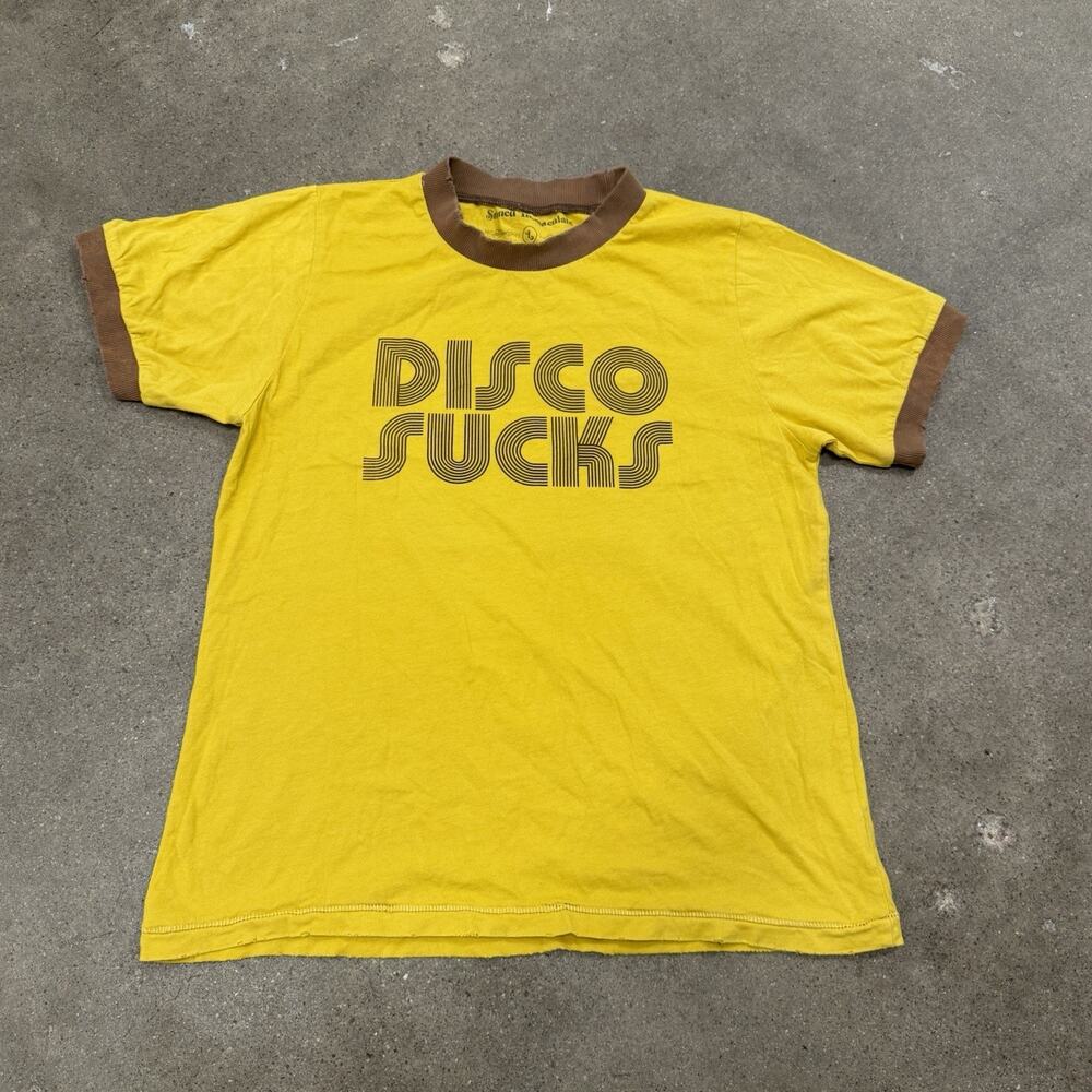 Stoned Immaculate Disco Sucks Boho Rock N Roll Forever Ringer T Shirt Womens L